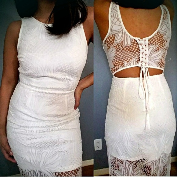 AUBREY OFF WHITE FRINGE MAXI DRESS - Picture 4 of 4